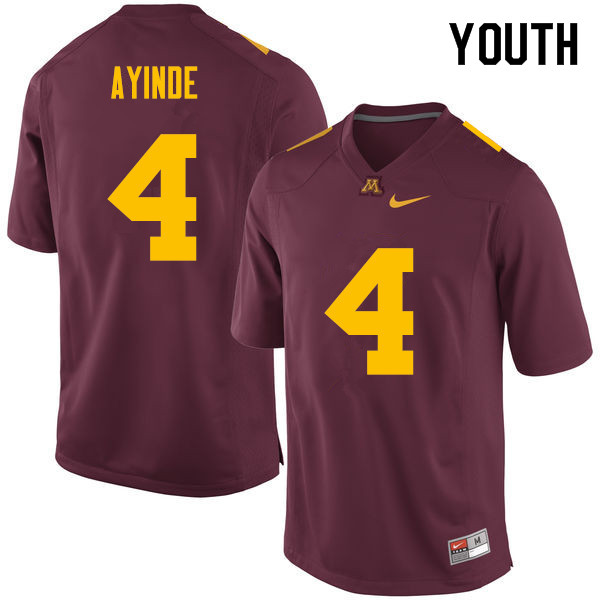 Youth #4 Adekunle Ayinde Minnesota Golden Gophers College Football Jerseys Sale-Maroon